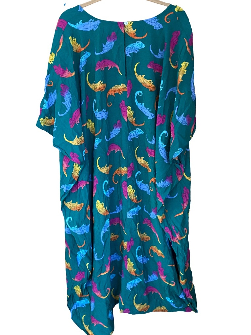 ModCloth chameleon print flowy green v-neck kaftan coverup dress plus size 3X - Picture 3 of 9